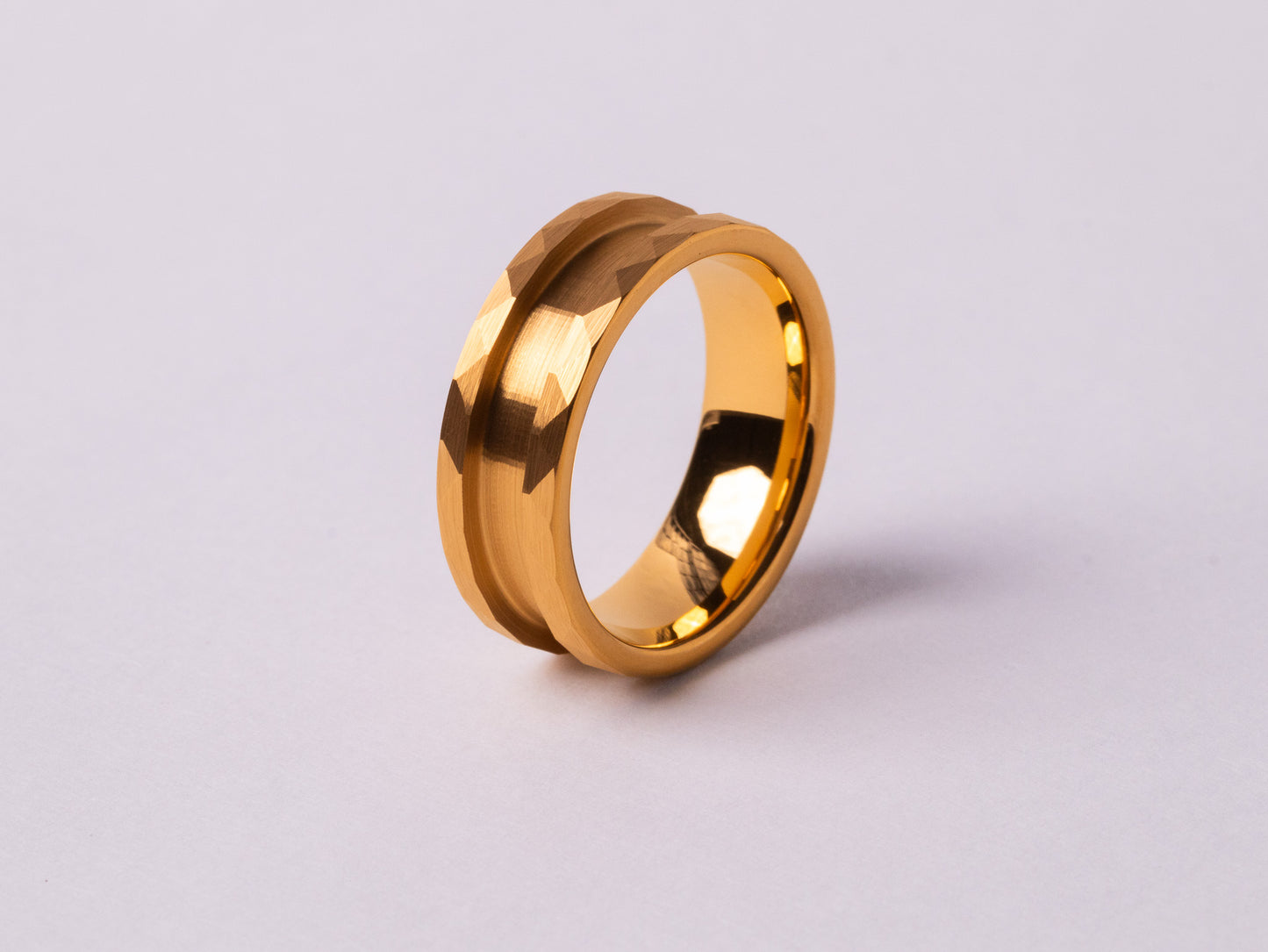 Yellow Gold Plated Hammered Tungsten Ring Core