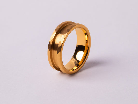 Yellow Gold Plated Hammered Tungsten Ring Core