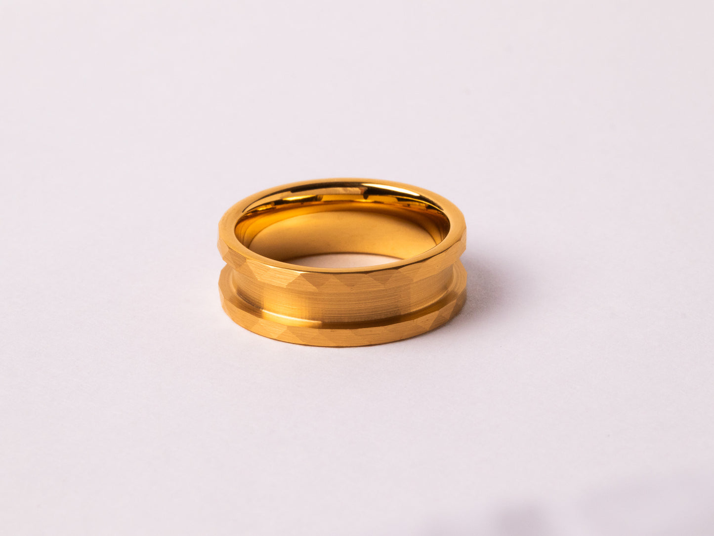 Yellow Gold Plated Hammered Tungsten Ring Core