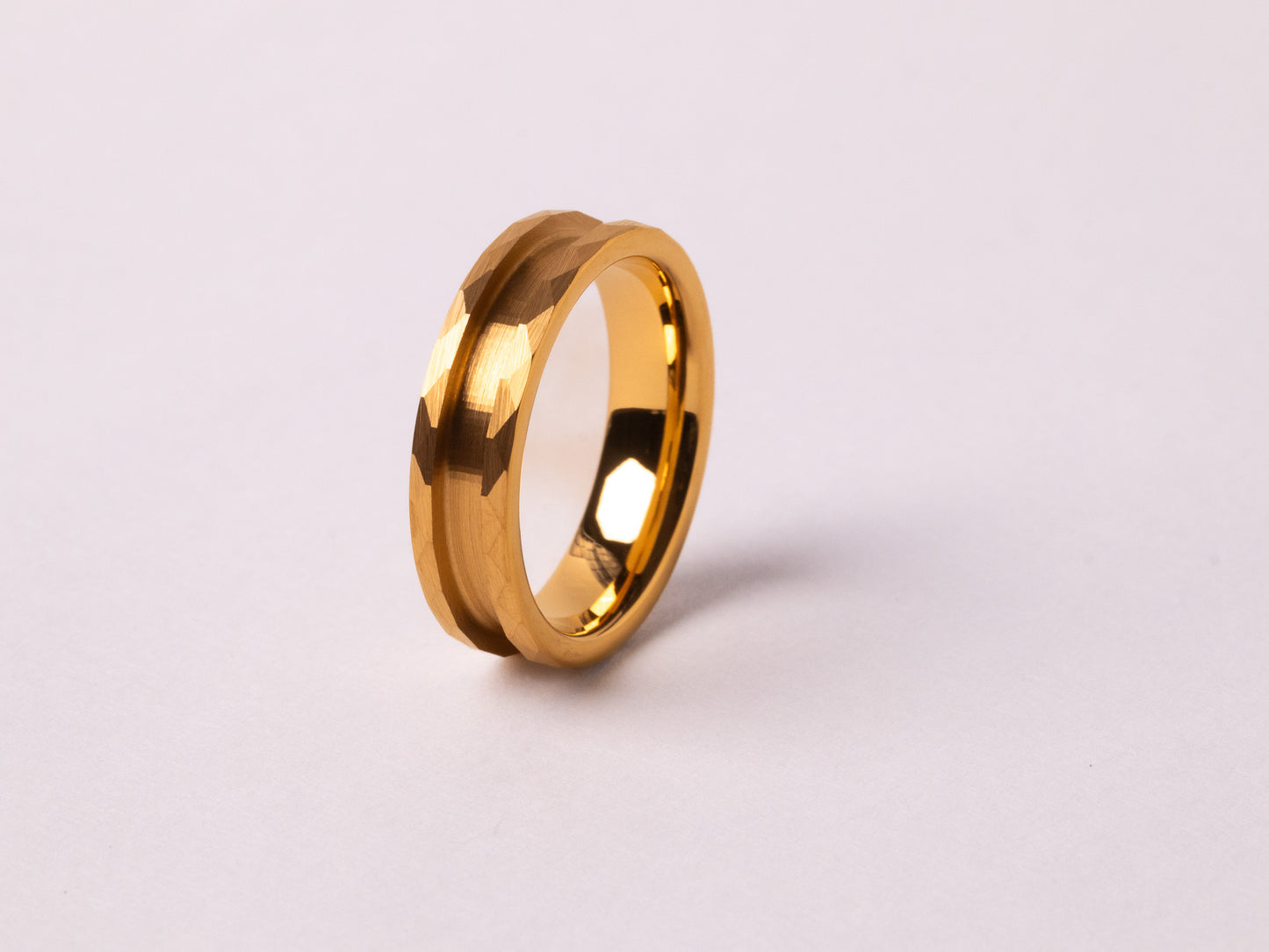 Yellow Gold Plated Hammered Tungsten Ring Core