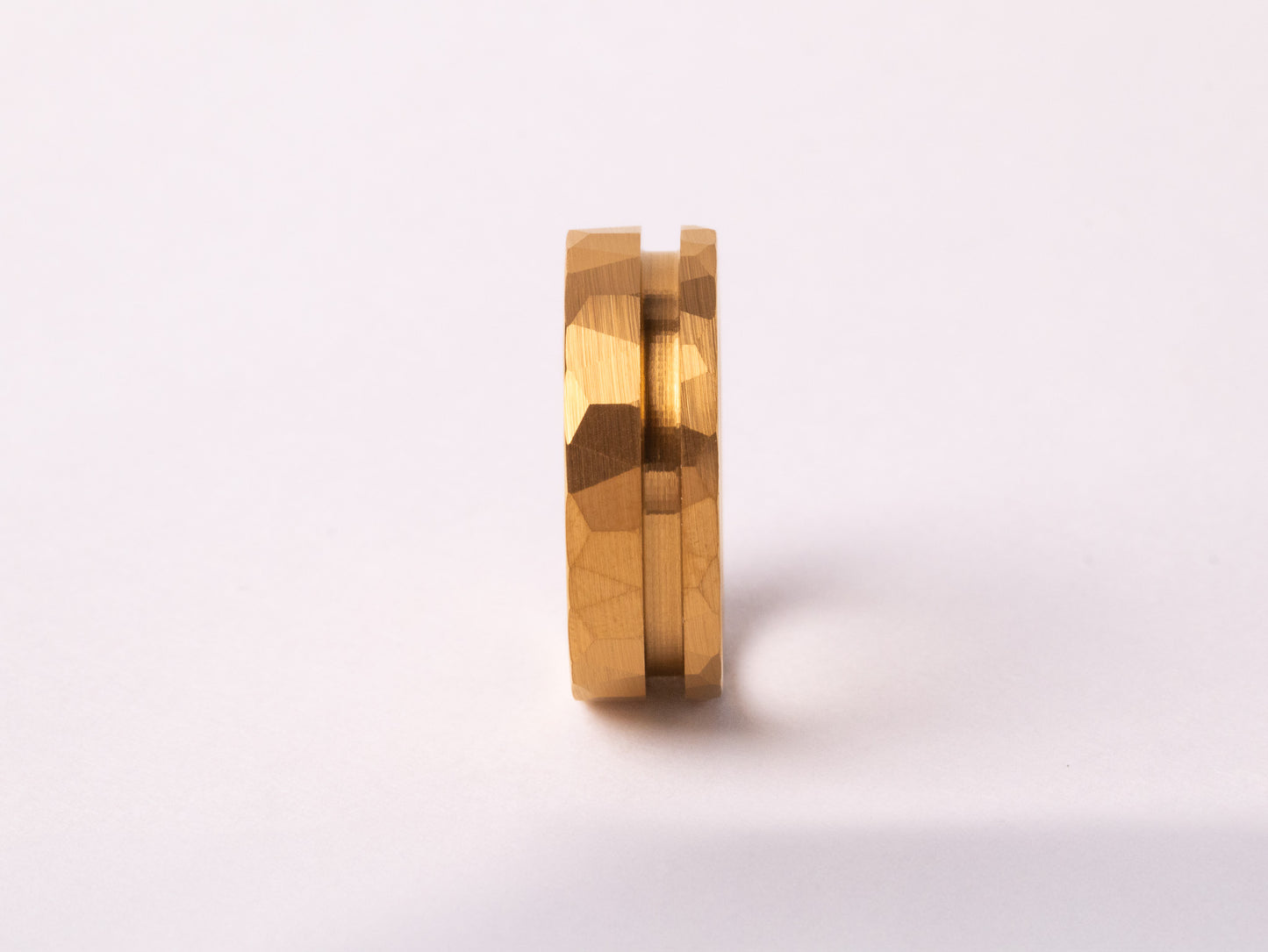 Yellow Gold Plated Offset Hammered Tungsten Ring Core