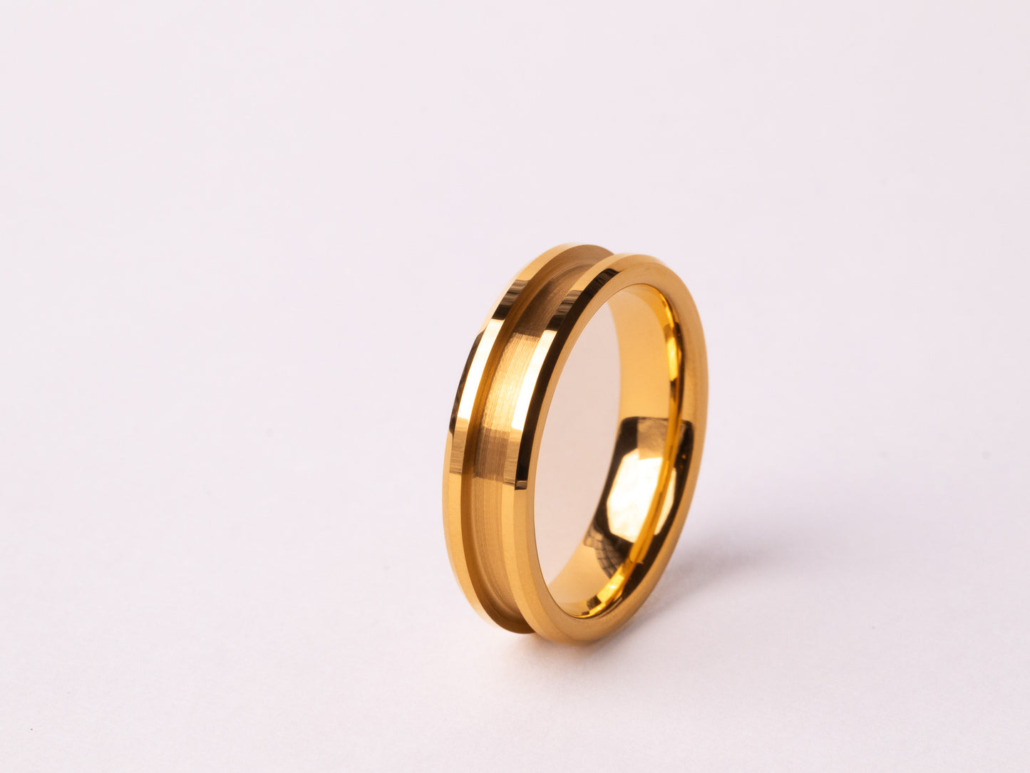 Yellow Gold Plated Beveled Tungsten Ring Core
