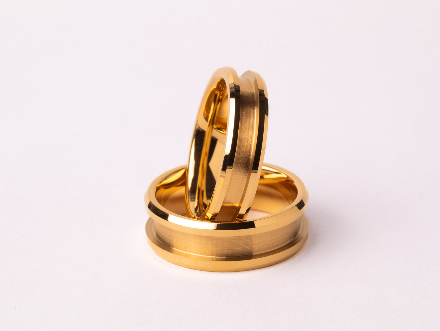 Yellow Gold Plated Beveled Tungsten Ring Core