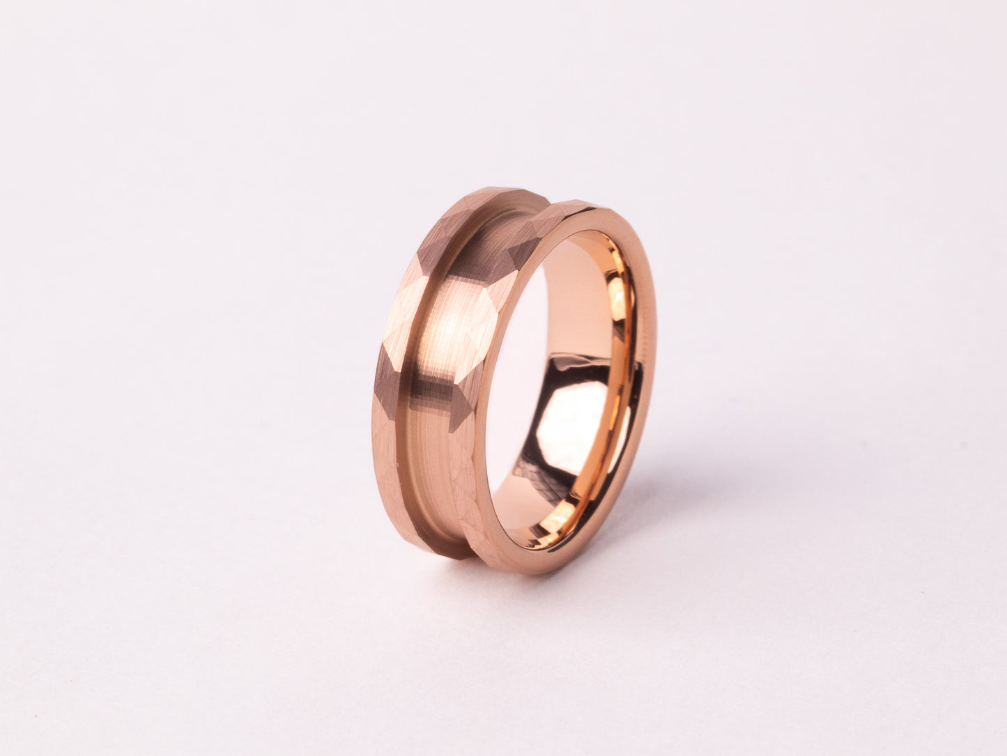 Rose Gold Plated Hammered Tungsten Ring Core