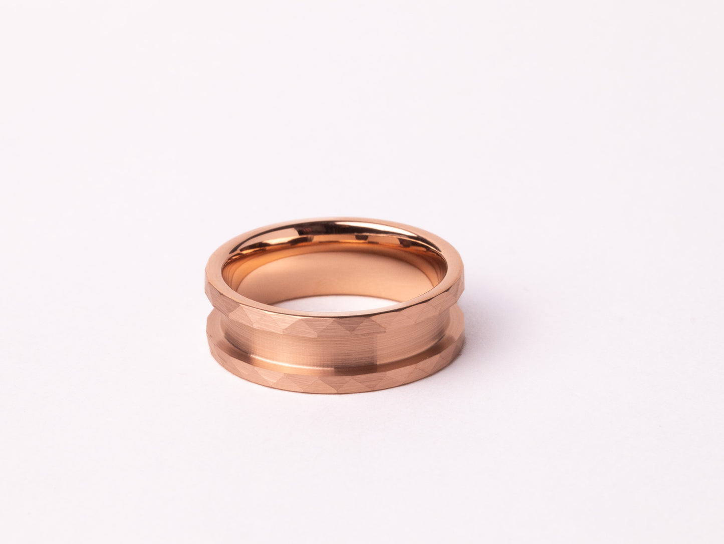 Rose Gold Plated Hammered Tungsten Ring Core
