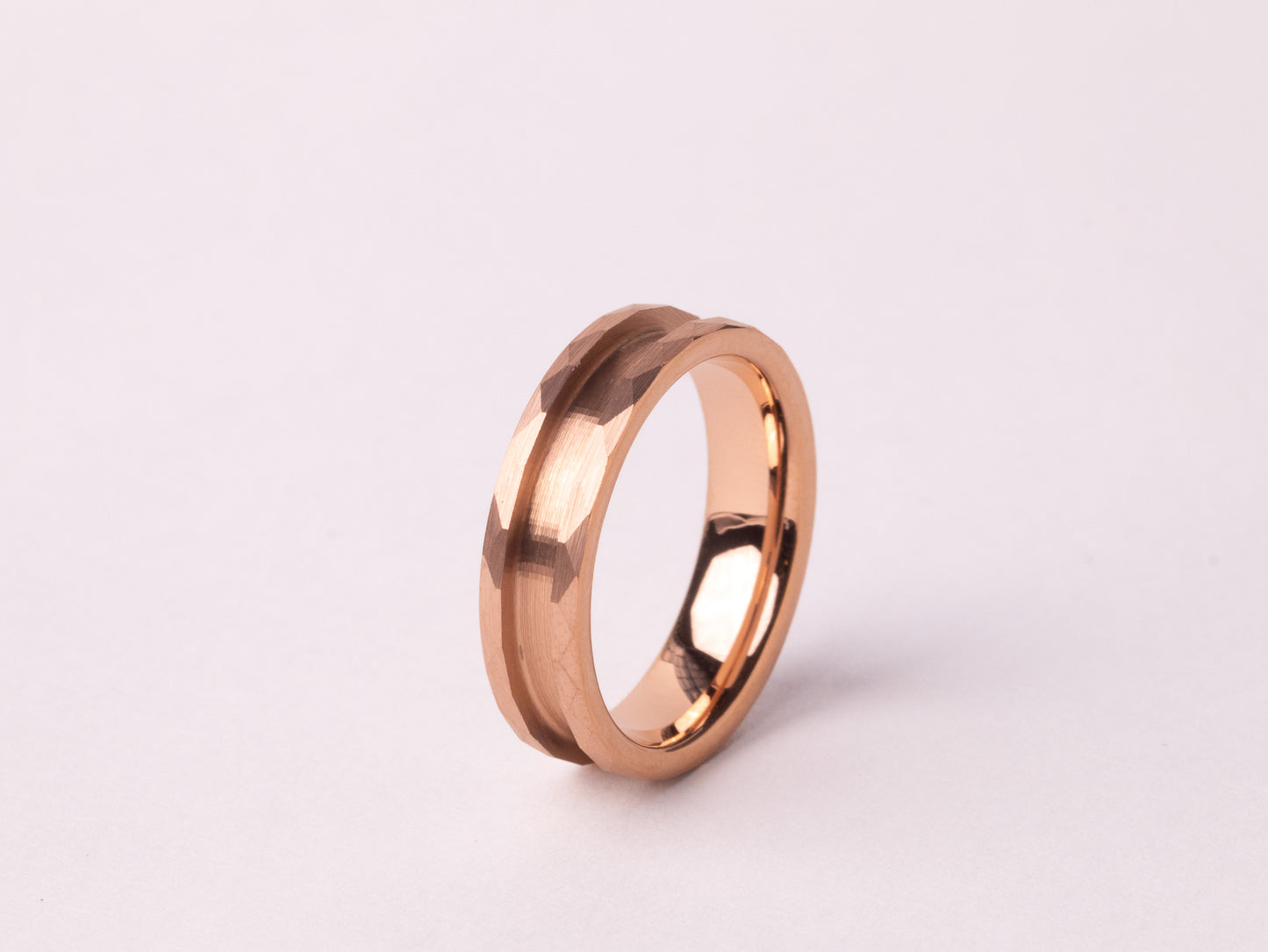Rose Gold Plated Hammered Tungsten Ring Core