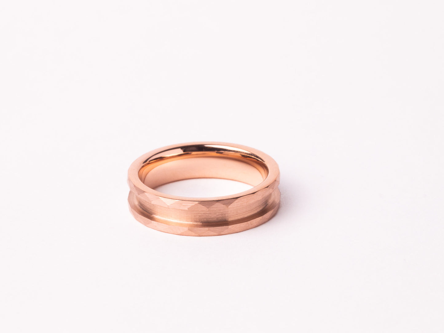 Rose Gold Plated Hammered Tungsten Ring Core