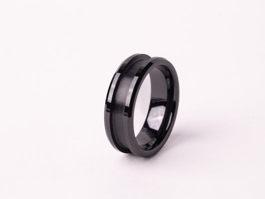 Smooth Beveled Black Ceramic Ring Core 8mm/6mm
