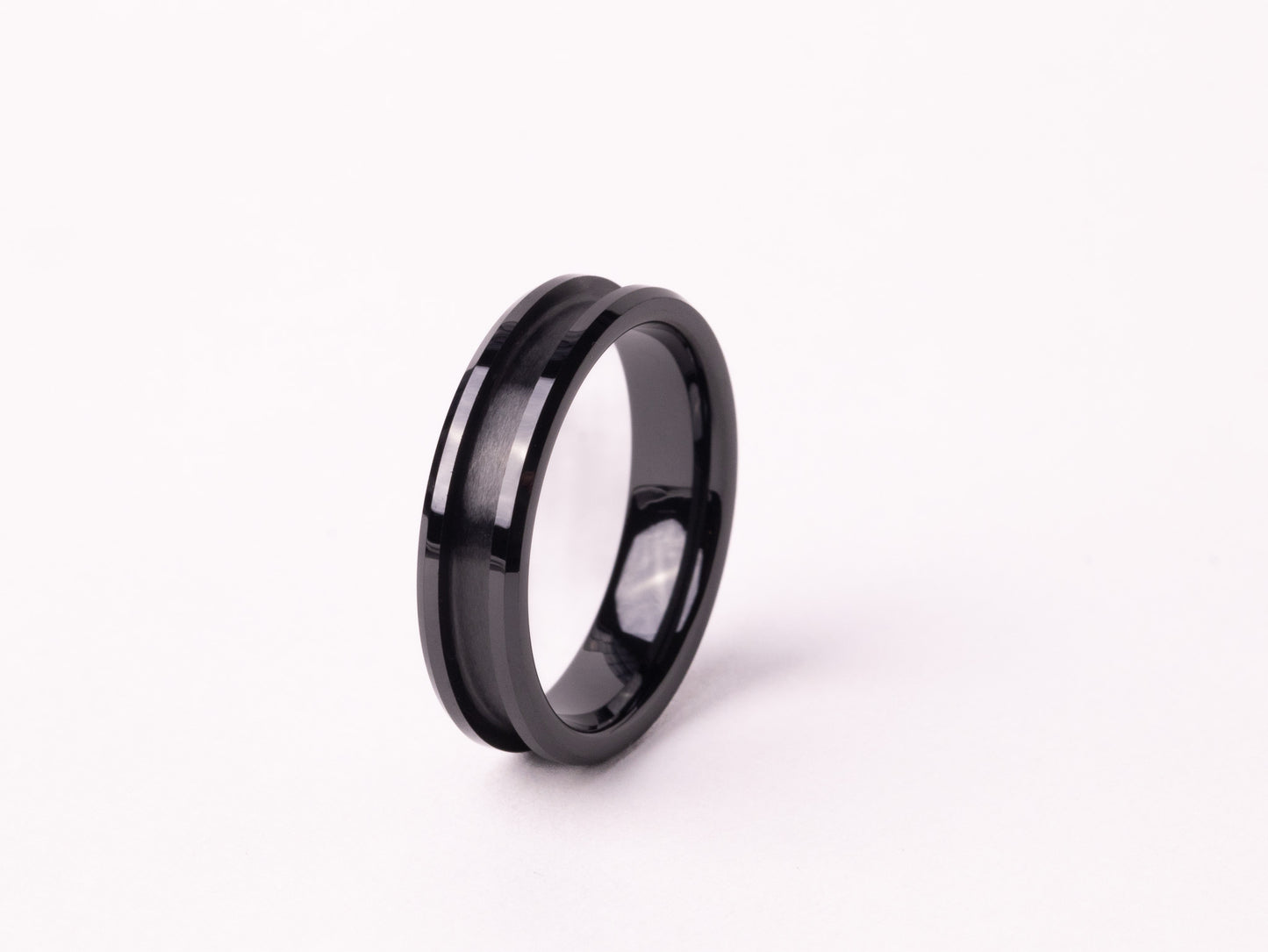 Smooth Beveled Black Ceramic Ring Core 8mm/6mm