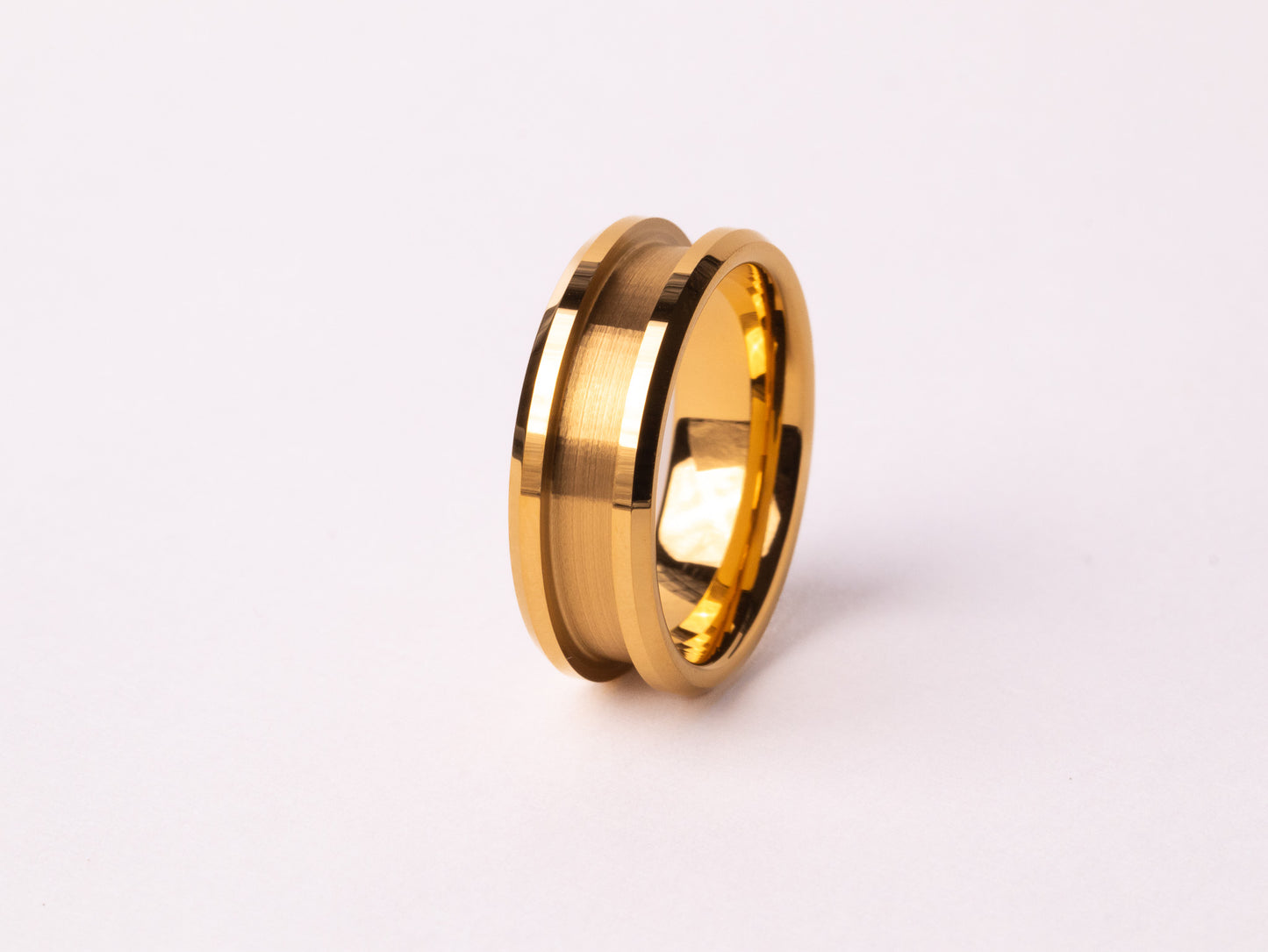 Yellow Gold Plated Beveled Tungsten Ring Core