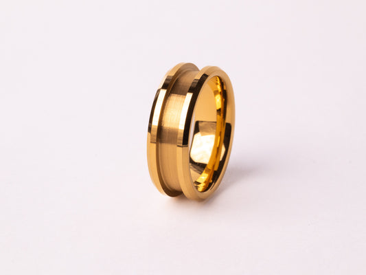 Yellow Gold Plated Beveled Tungsten Ring Core