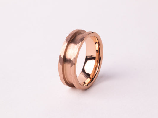Rose Gold Plated Hammered Tungsten Ring Core
