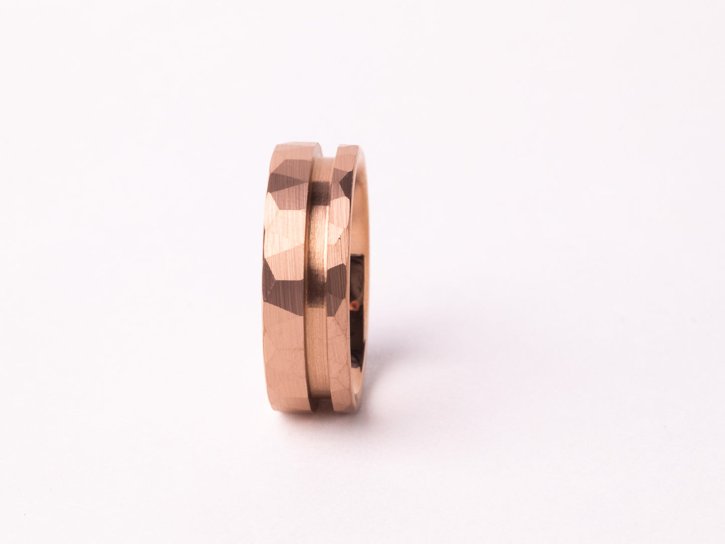 Rose Gold Plated Offset Hammered Tungsten Ring Core