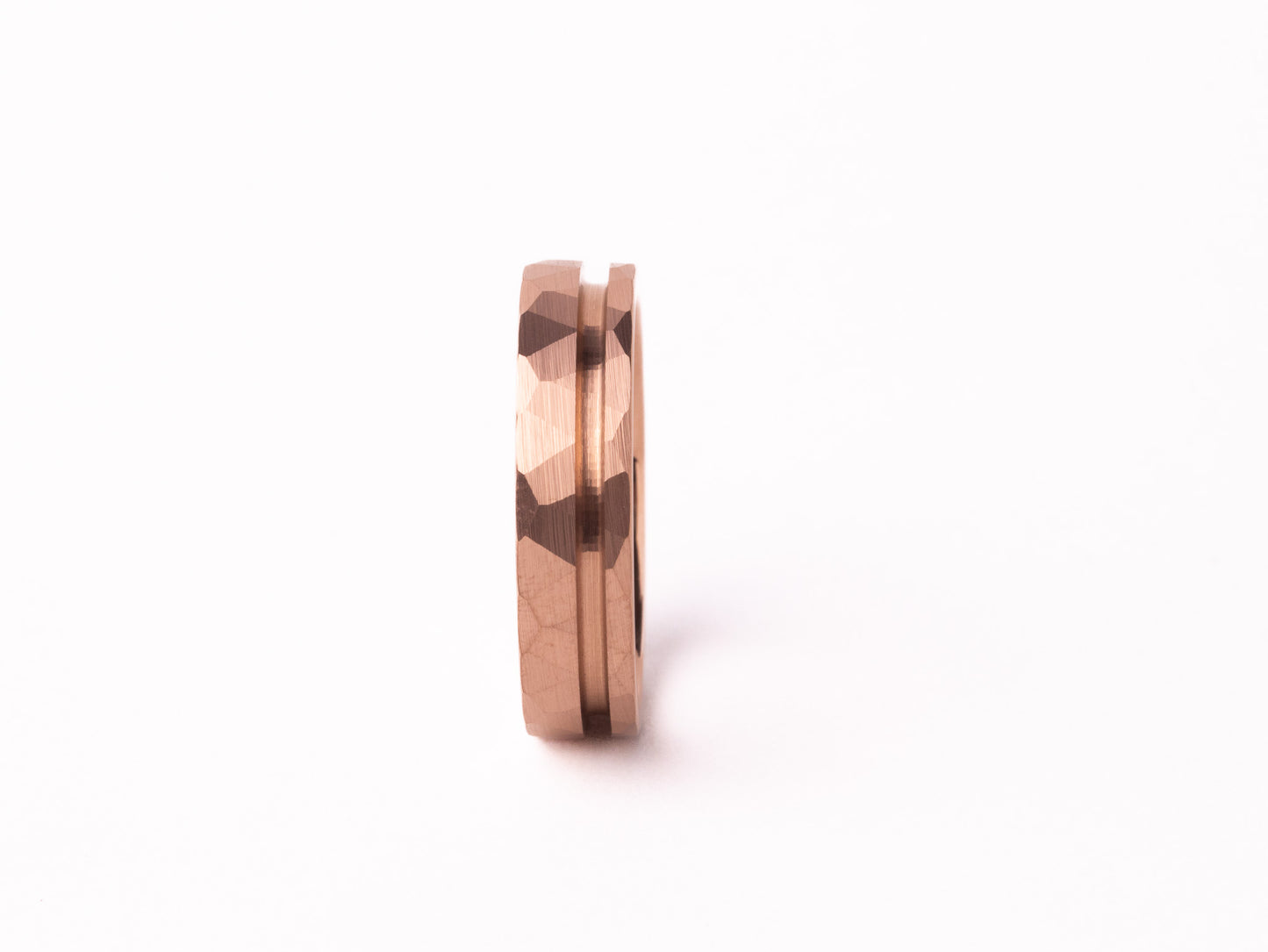 Rose Gold Plated Offset Hammered Tungsten Ring Core