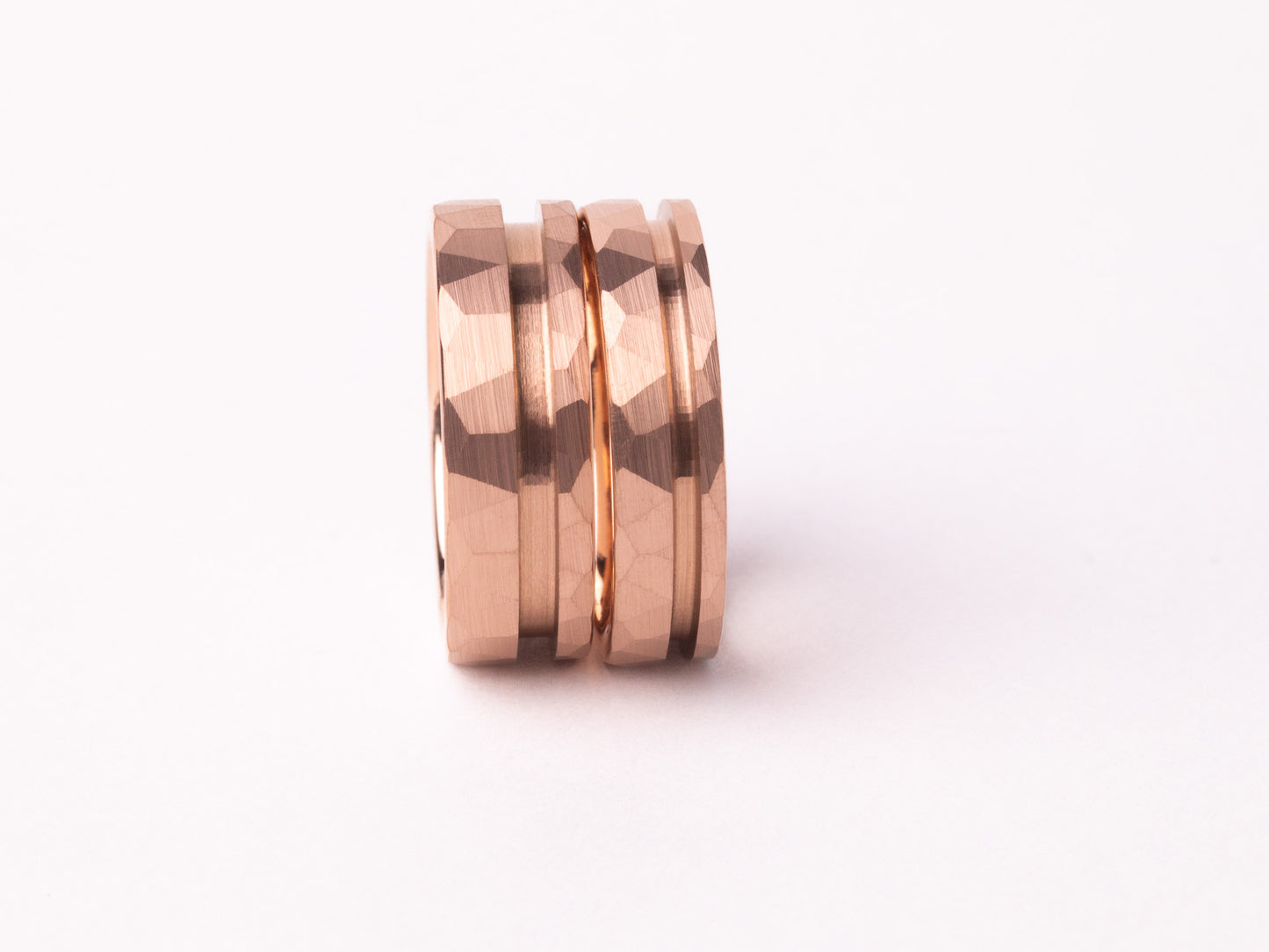 Rose Gold Plated Offset Hammered Tungsten Ring Core