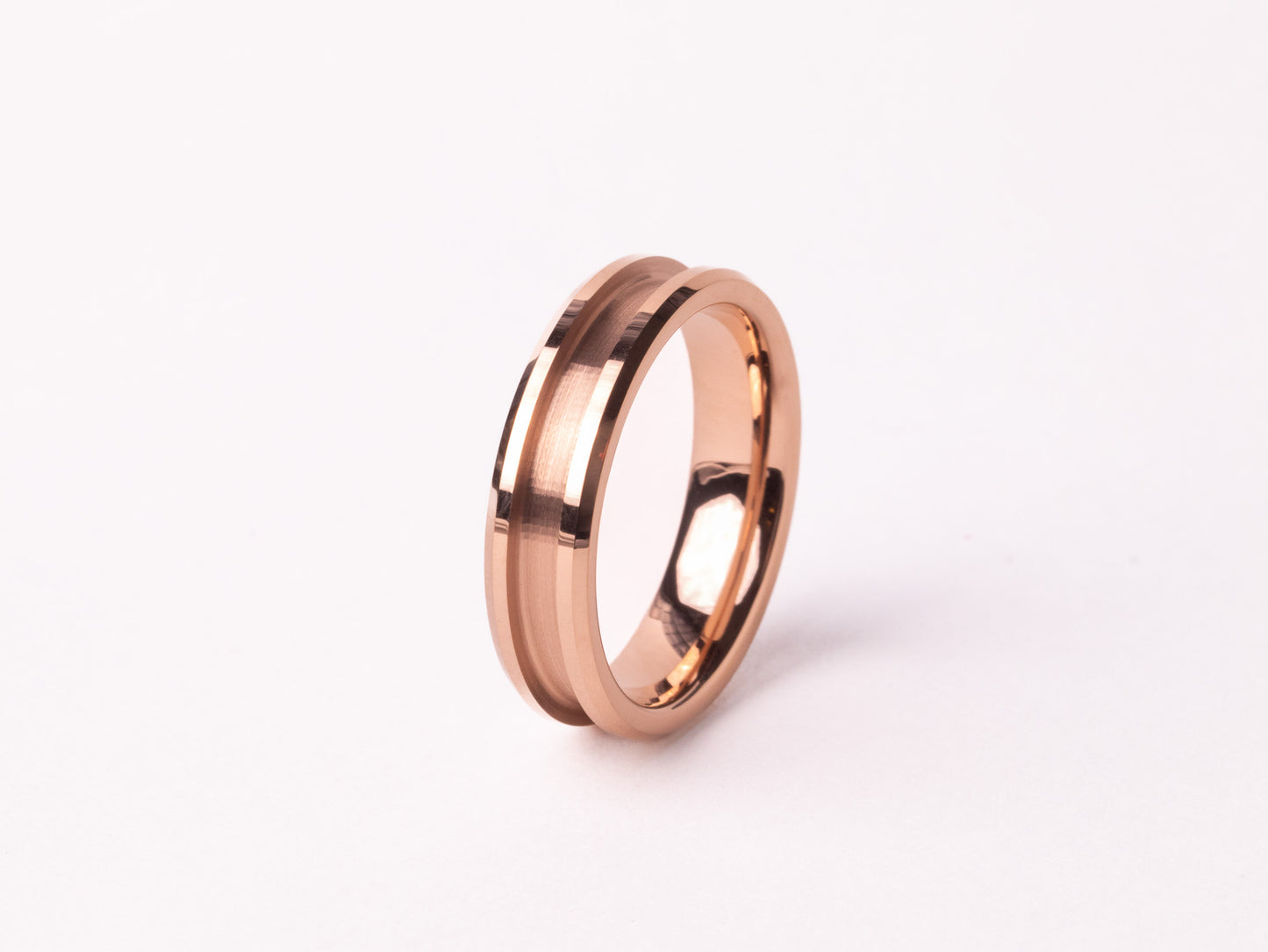 Rose Gold Plated Beveled Tungsten Ring Core