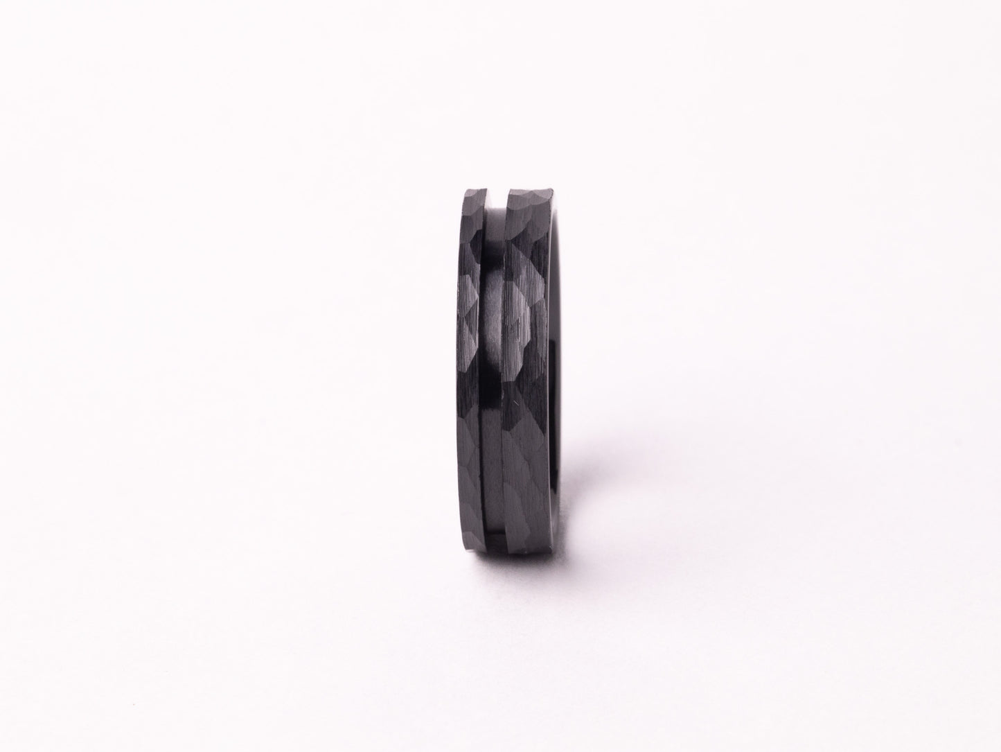 Offset Hammered Black Ceramic Ring Core 8mm/6mm