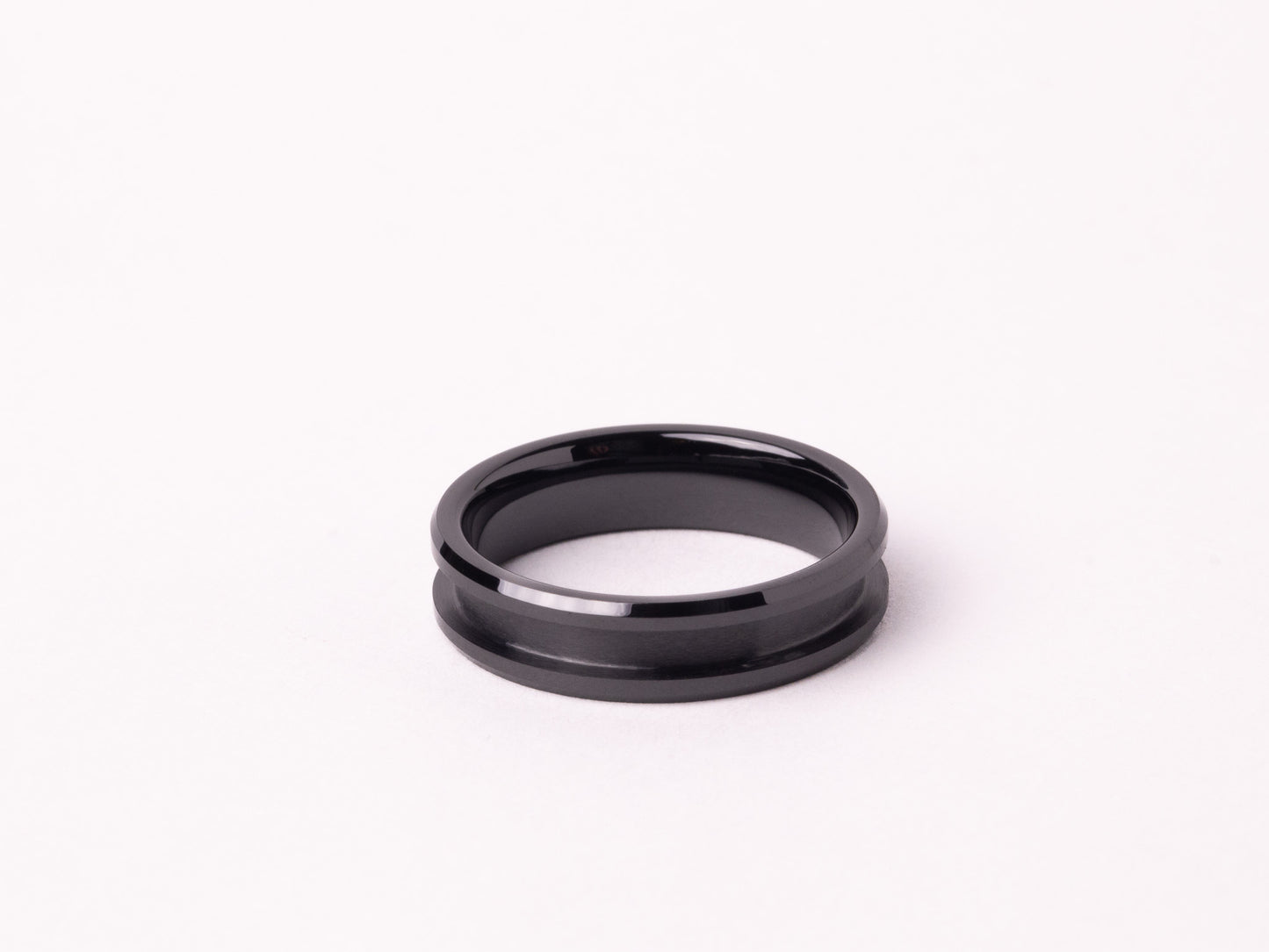 Smooth Beveled Black Ceramic Ring Core 8mm/6mm